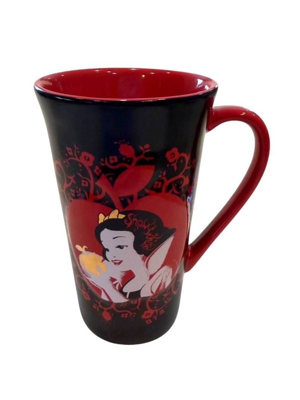 Disney Snow White Golden Apple Tall 3D Embossed Coffee Tea Mug SilhSoutte 6" H